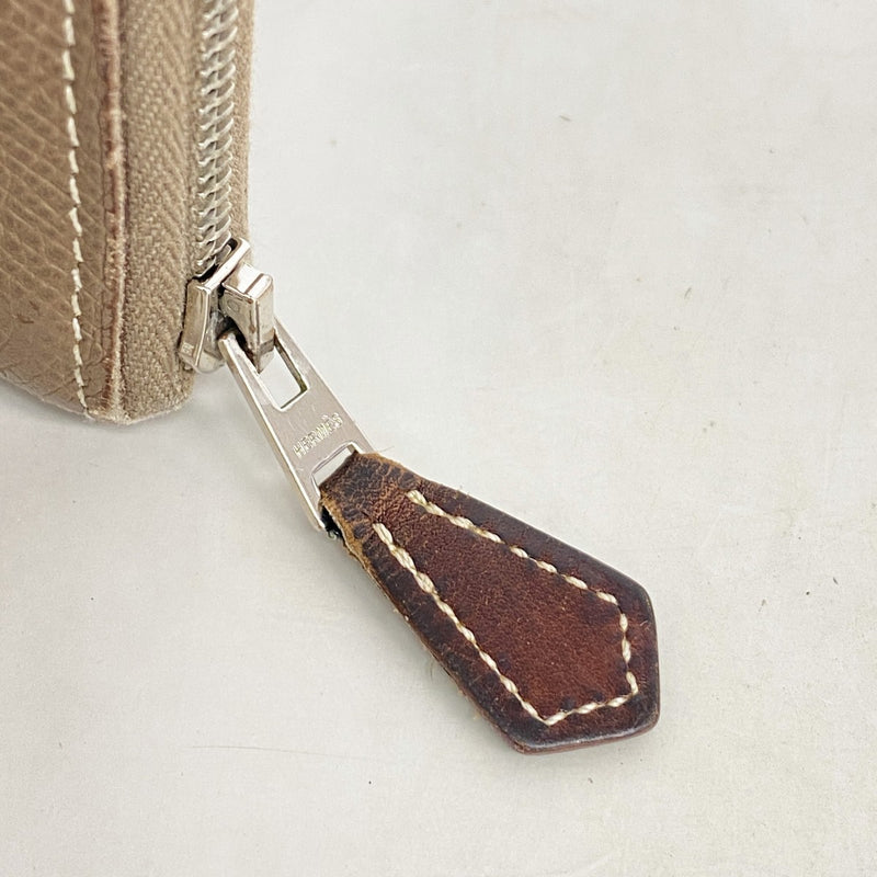 【6fb3125】エルメス 長財布 アザップロングシルクイン ヴォーエプソン エトゥープ シルバー金具 C刻印【中古】レディース
