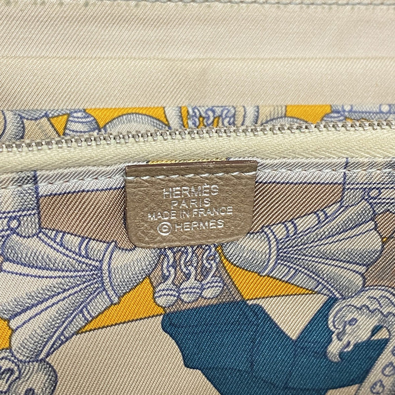 【6fb3125】エルメス 長財布 アザップロングシルクイン ヴォーエプソン エトゥープ シルバー金具 C刻印【中古】レディース