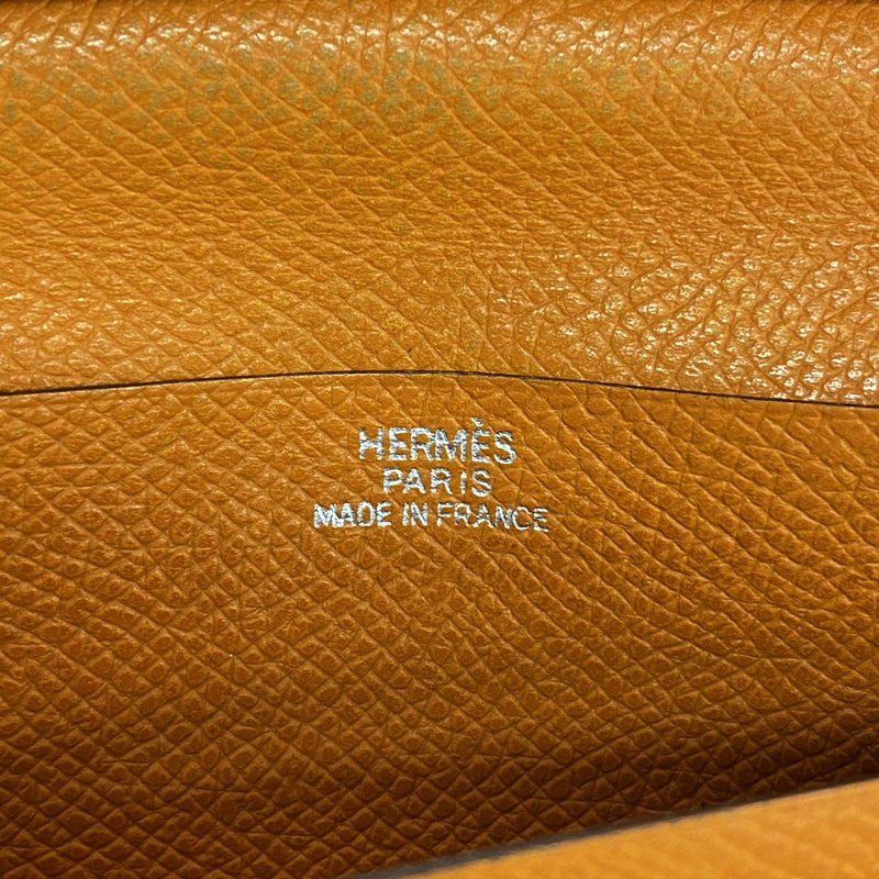 【6fb3126】エルメス 長財布 ベアン ヴォーエプソン オレンジ シルバー金具 □I刻印【中古】レディース