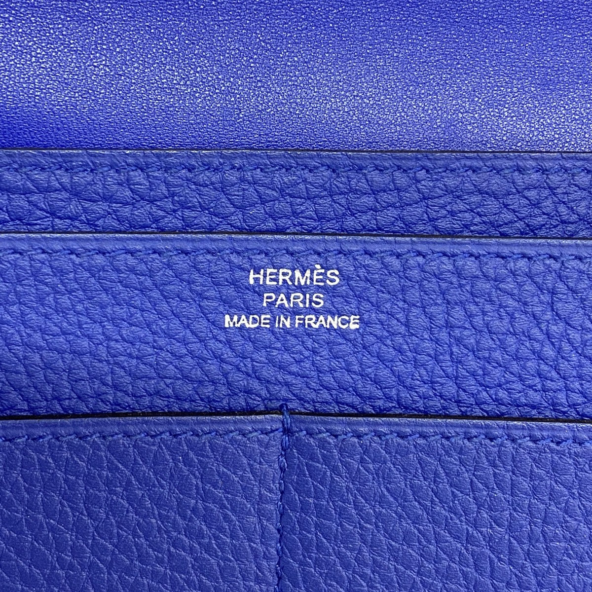 【6fb3127】エルメス 長財布 ドゴンGM トゴ ブルーエレクトリック シルバー金具 T刻印【中古】レディース
