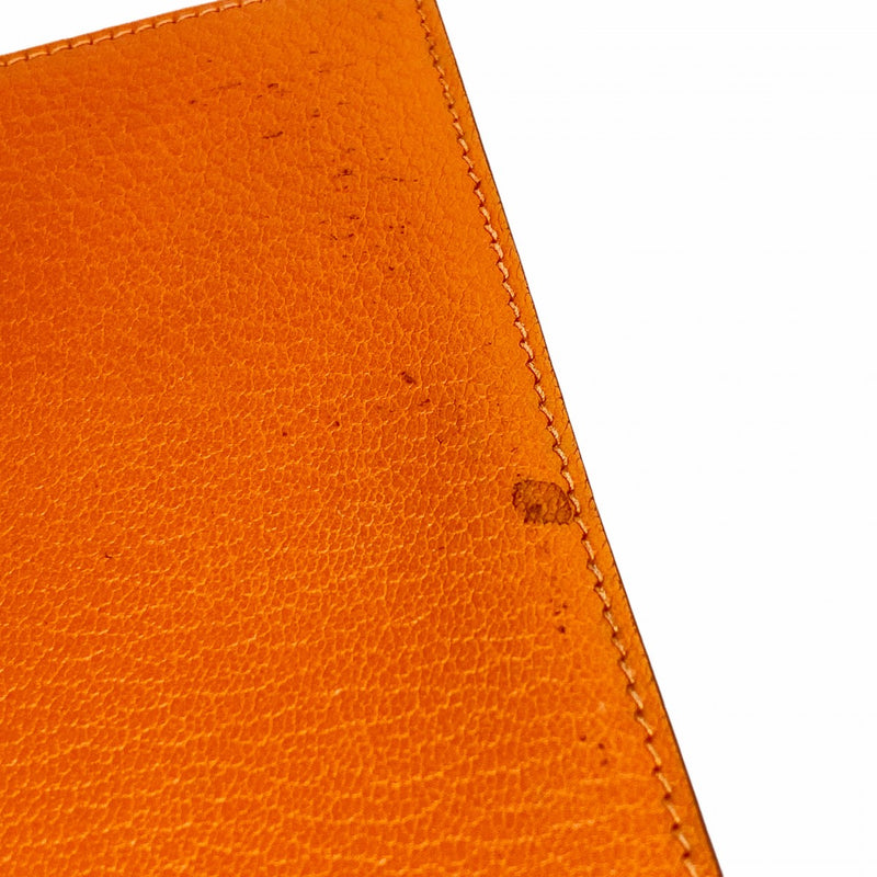 【6fb3128】エルメス 手帳カバー アジェンダ シェブルミゾル オレンジ シルバー金具 □I刻印【中古】メンズ レディース ユニセックス