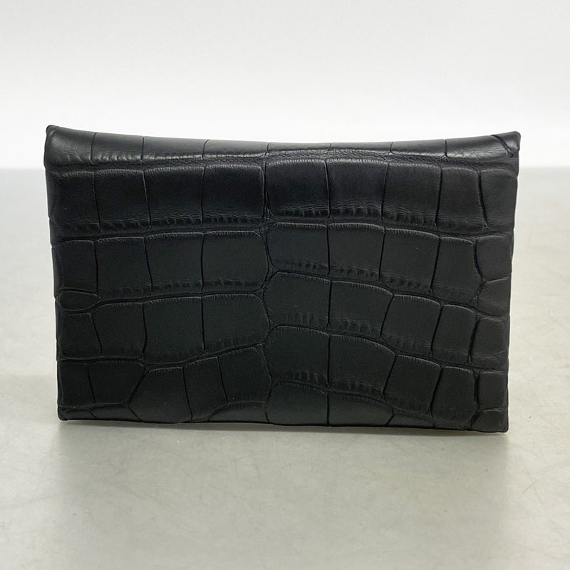【6fb3129】エルメス 名刺入れ カルヴィ アリゲーターマット ブラック シルバー金具 K刻印【中古】メンズ レディース ユニセックス