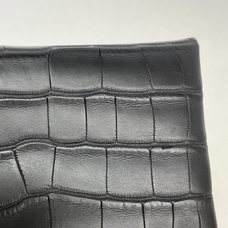 【6fb3129】エルメス 名刺入れ カルヴィ アリゲーターマット ブラック シルバー金具 K刻印【中古】メンズ レディース ユニセックス