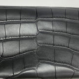 【6fb3129】エルメス 名刺入れ カルヴィ アリゲーターマット ブラック シルバー金具 K刻印【中古】メンズ レディース ユニセックス