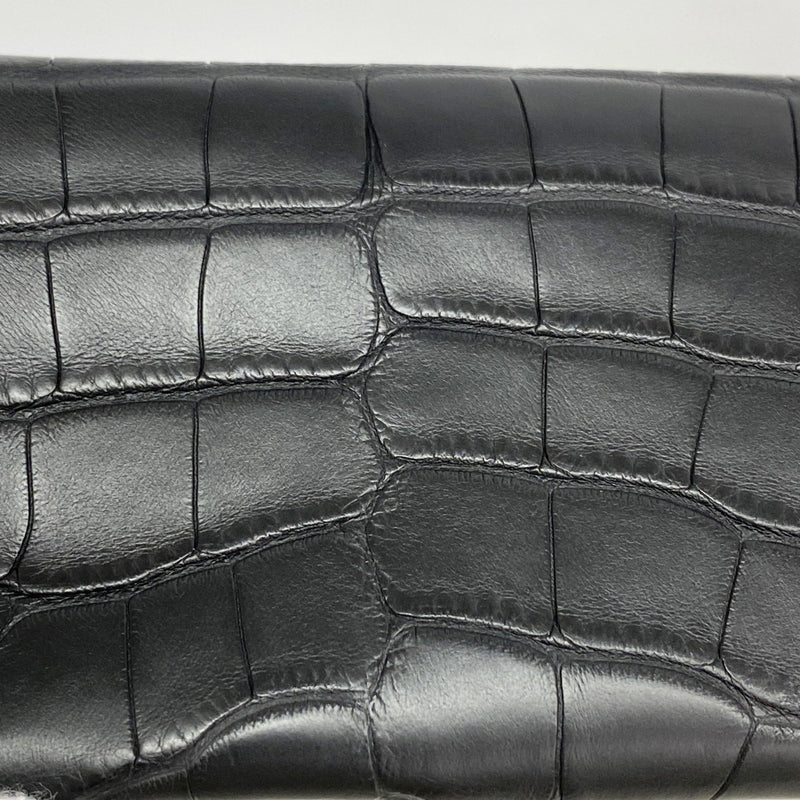 【6fb3129】エルメス 名刺入れ カルヴィ アリゲーターマット ブラック シルバー金具 K刻印【中古】メンズ レディース ユニセックス
