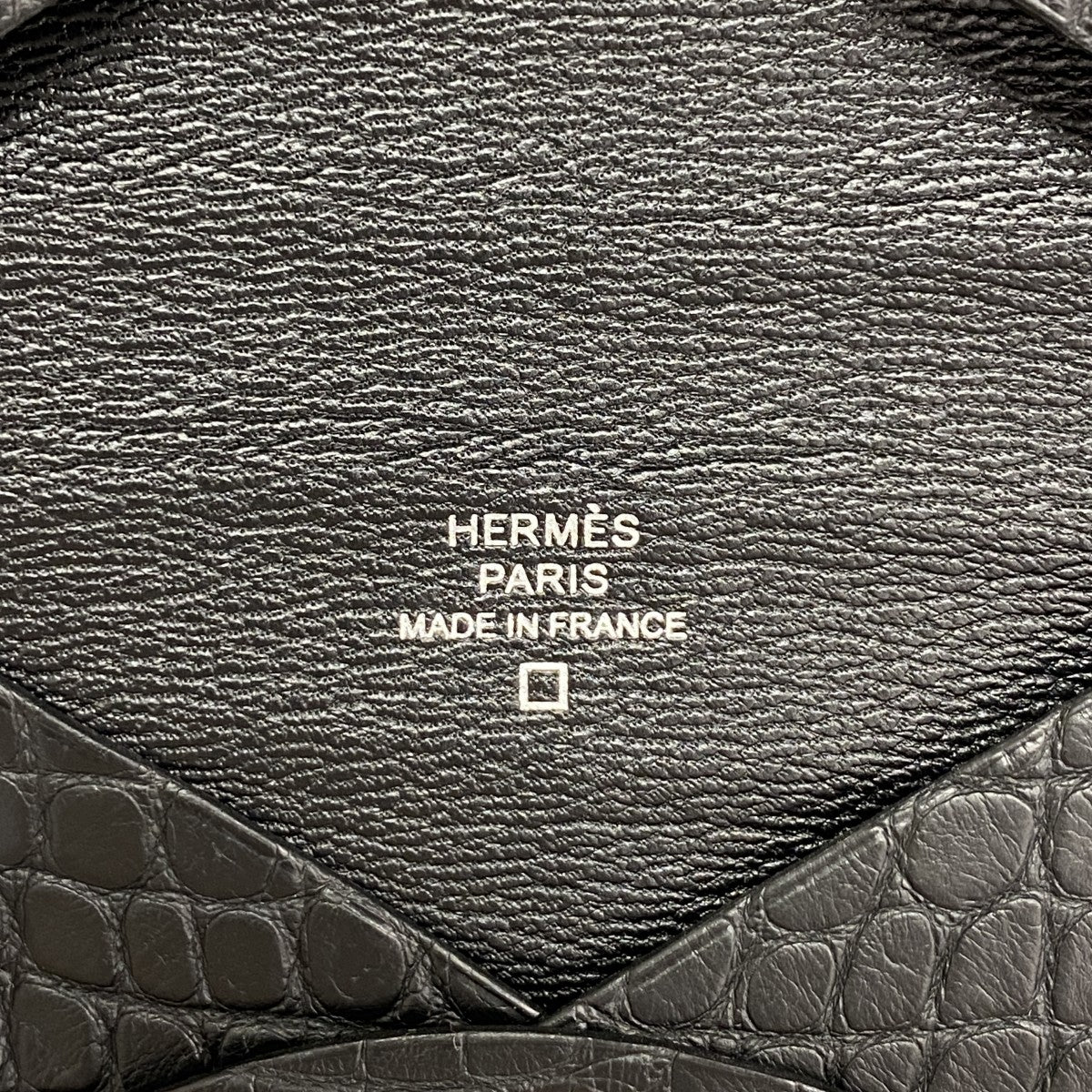 【6fb3129】エルメス 名刺入れ カルヴィ アリゲーターマット ブラック シルバー金具 K刻印【中古】メンズ レディース ユニセックス