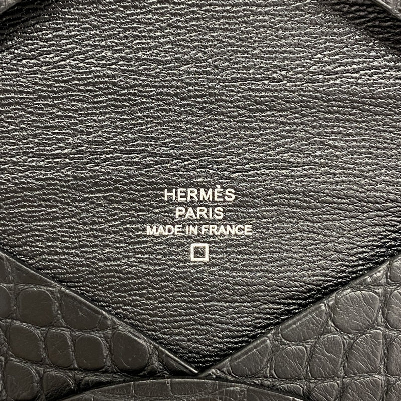 【6fb3129】エルメス 名刺入れ カルヴィ アリゲーターマット ブラック シルバー金具 K刻印【中古】メンズ レディース ユニセックス