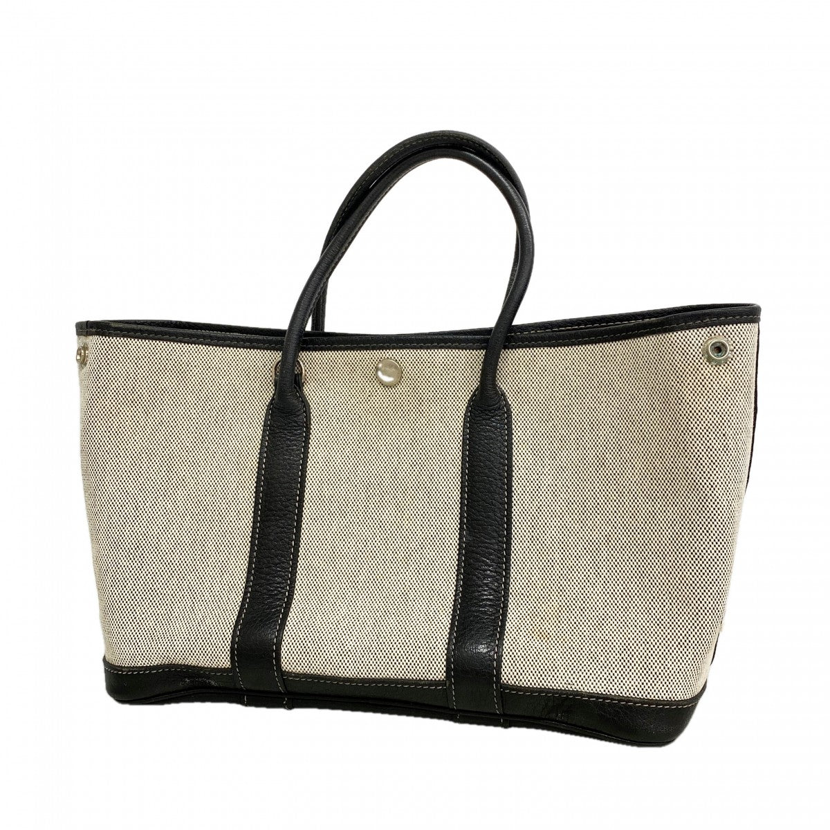【6fb3130】エルメス トートバッグ ガーデンパーティTPM トワルアッシュ ブラック シルバー金具 □H刻印【中古】レディース