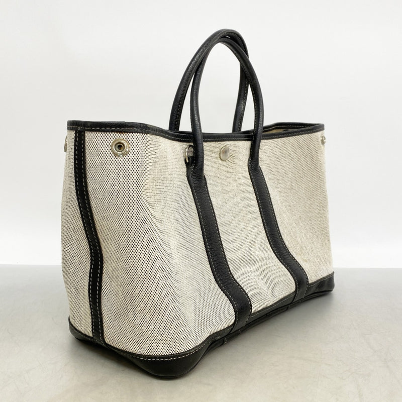 【6fb3130】エルメス トートバッグ ガーデンパーティTPM トワルアッシュ ブラック シルバー金具 □H刻印【中古】レディース