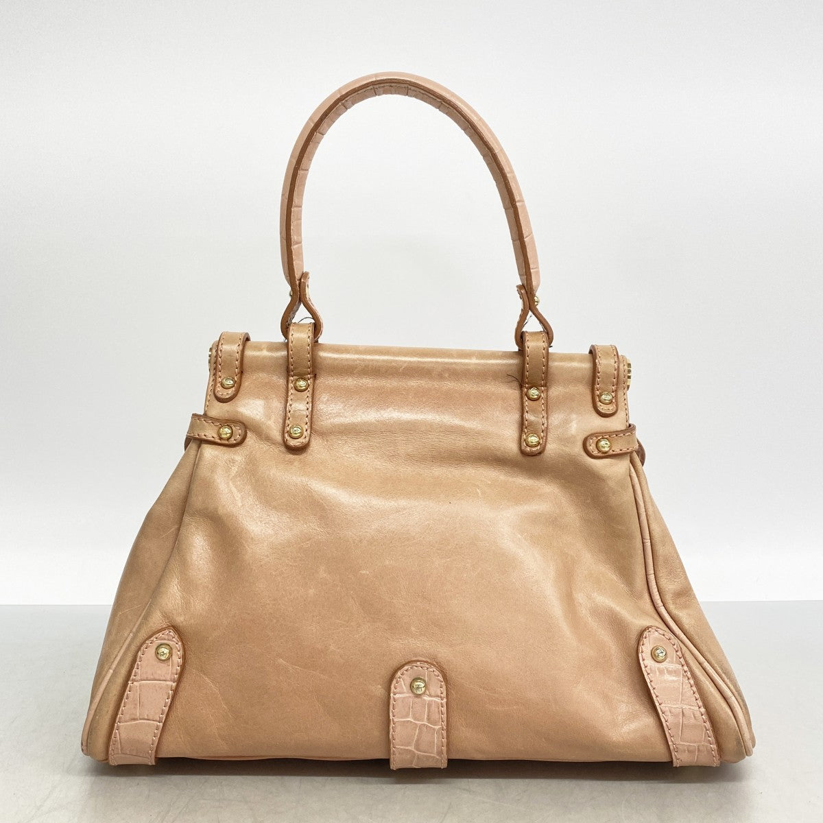 【6fb3144】フェンディ ハンドバッグ レザー ピンク シャンパンゴールド金具【中古】レディース
