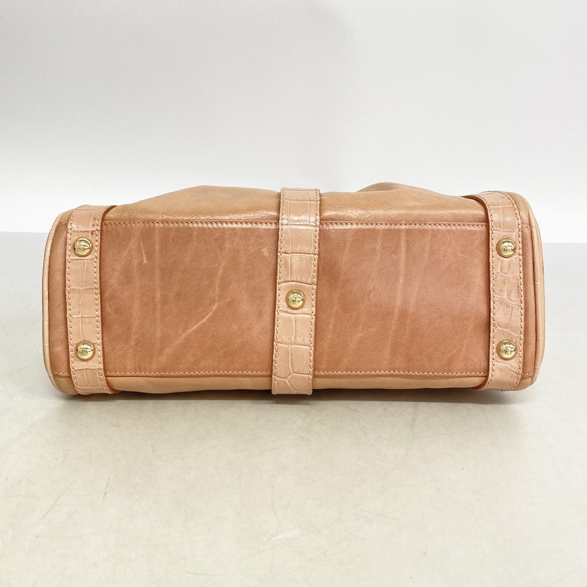 【6fb3144】フェンディ ハンドバッグ レザー ピンク シャンパンゴールド金具【中古】レディース