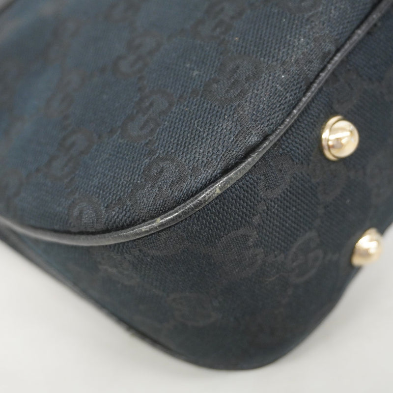 【6fb3158-k】グッチ ハンドバッグ GGキャンバス/バンブー 137378 キャンバス ブラック シャンパンゴールド金具【中古】レディース