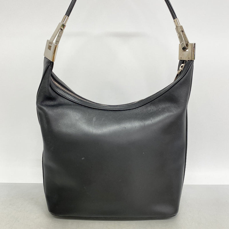 【6fb3160】グッチ ショルダーバッグ 01234 レザー ブラック シルバー金具【中古】レディース