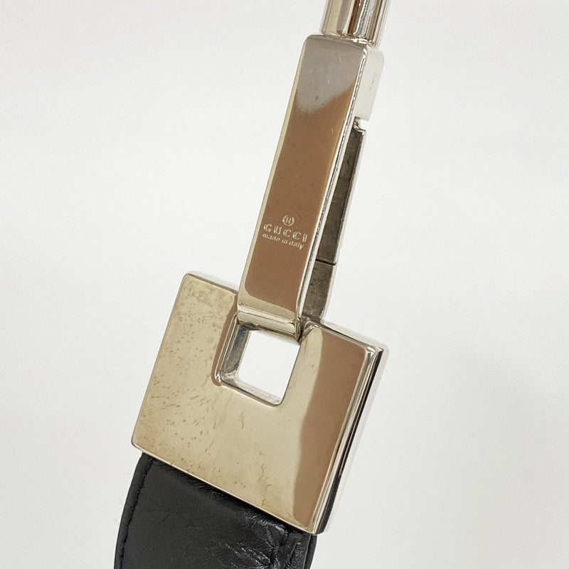 【6fb3160】グッチ ショルダーバッグ 01234 レザー ブラック シルバー金具【中古】レディース