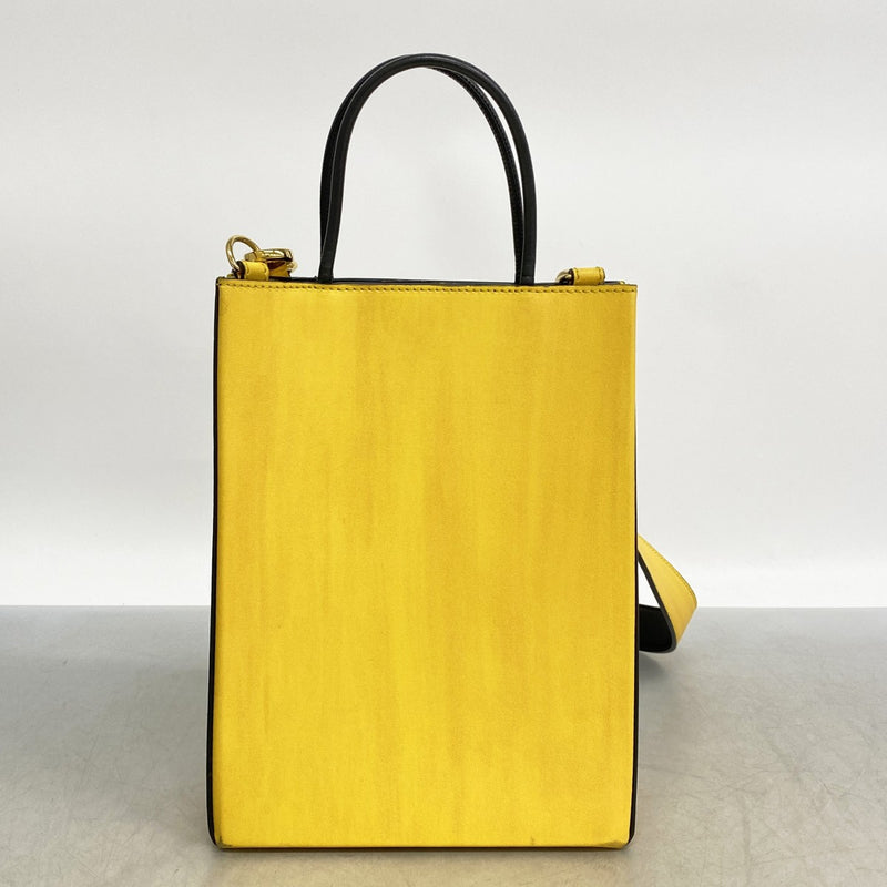 【6fb3161】フェンディ ハンドバッグ ショッピングバッグ レザー イエロー ゴールド金具 2wayバッグ【中古】レディース