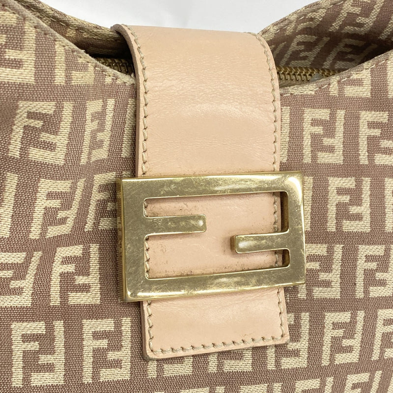 【6fb3163】フェンディ ハンドバッグ ズッキーノ ナイロンキャンバス ピンク シャンパンゴールド金具【中古】レディース