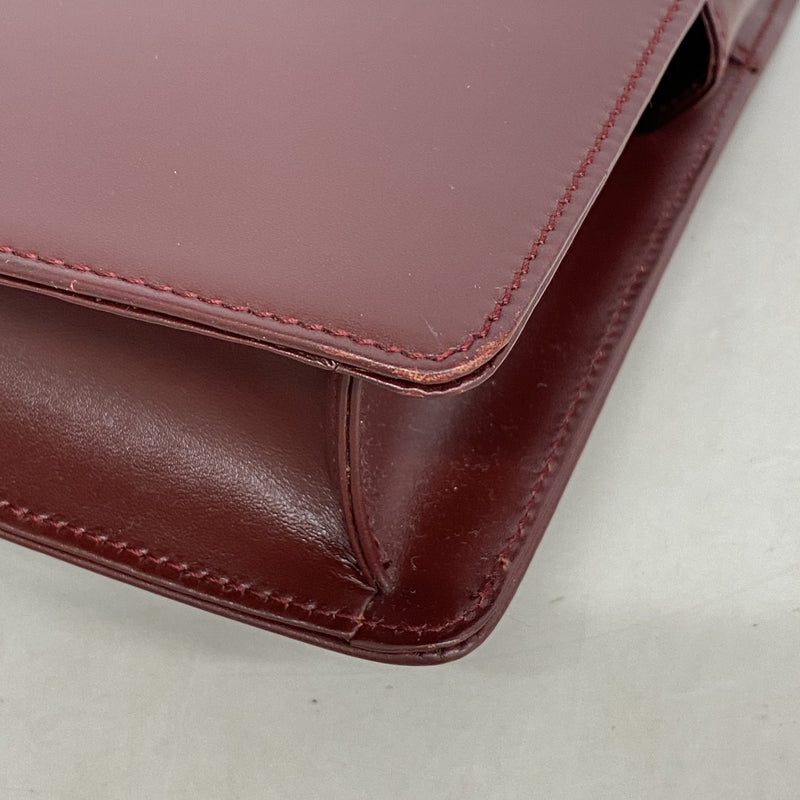 【6fb3179】カルティエ クラッチバッグ マスト レザー ボルドー ゴールド金具【中古】メンズ レディース ユニセックス