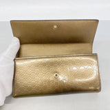 【6fb3188-k】グッチ 長財布 マイクログッチシマ 245728 エナメル ブロンズ ゴールド金具【中古】レディース