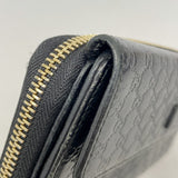 【6fb3189-k】グッチ 長財布 マイクログッチシマ 449364 レザー ブラック ゴールド金具【中古】レディース