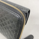 【6fb3189-k】グッチ 長財布 マイクログッチシマ 449364 レザー ブラック ゴールド金具【中古】レディース