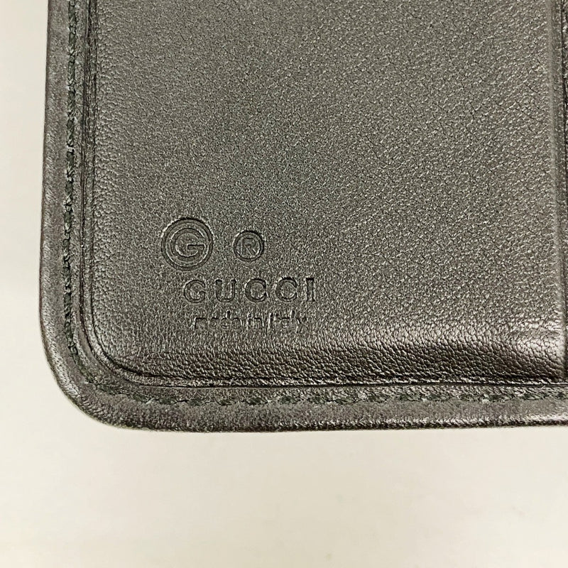 【6fb3189-k】グッチ 長財布 マイクログッチシマ 449364 レザー ブラック ゴールド金具【中古】レディース