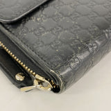 【6fb3189-k】グッチ 長財布 マイクログッチシマ 449364 レザー ブラック ゴールド金具【中古】レディース
