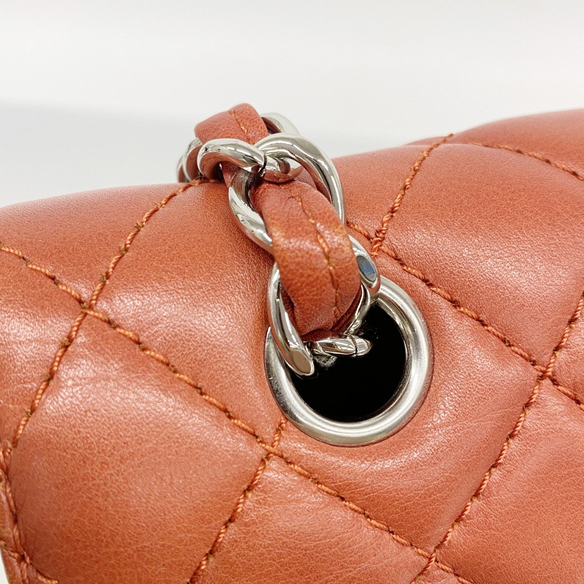 【6fb3193-k】シャネル ショルダーバッグ デカマトラッセ Wチェーン ラムスキン レッド シルバー金具【中古】レディース