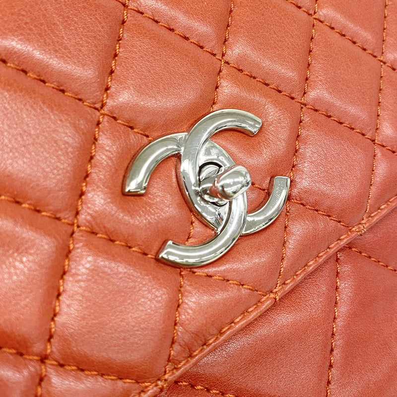 【6fb3193-k】シャネル ショルダーバッグ デカマトラッセ Wチェーン ラムスキン レッド シルバー金具【中古】レディース