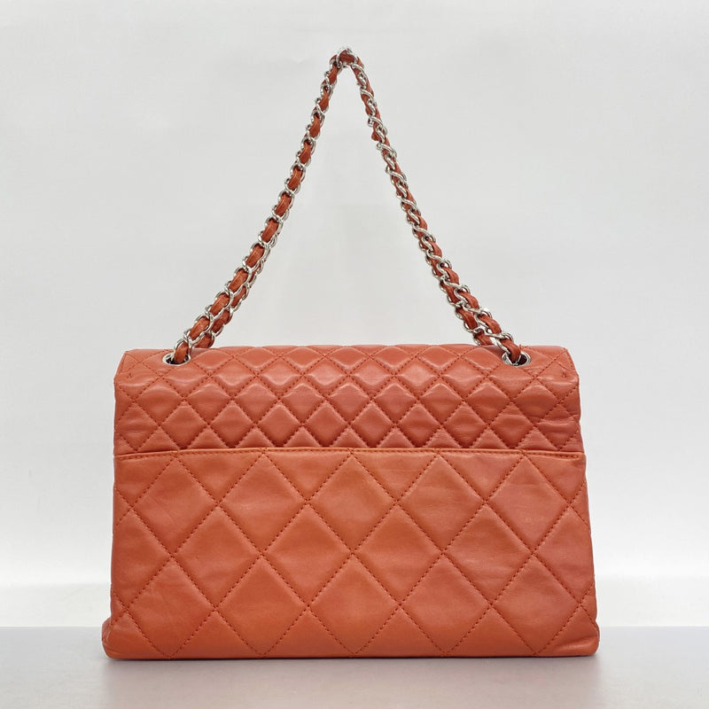 【6fb3193-k】シャネル ショルダーバッグ デカマトラッセ Wチェーン ラムスキン レッド シルバー金具【中古】レディース