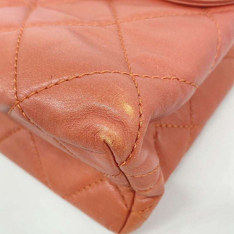 【6fb3193-k】シャネル ショルダーバッグ デカマトラッセ Wチェーン ラムスキン レッド シルバー金具【中古】レディース