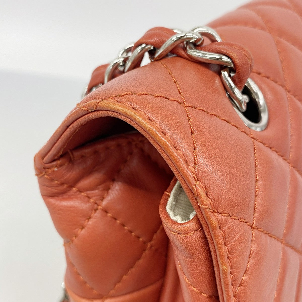 【6fb3193-k】シャネル ショルダーバッグ デカマトラッセ Wチェーン ラムスキン レッド シルバー金具【中古】レディース