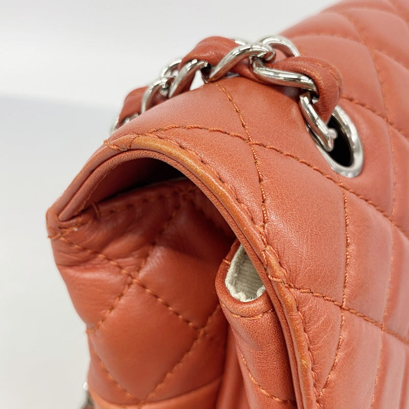 【6fb3193-k】シャネル ショルダーバッグ デカマトラッセ Wチェーン ラムスキン レッド シルバー金具【中古】レディース