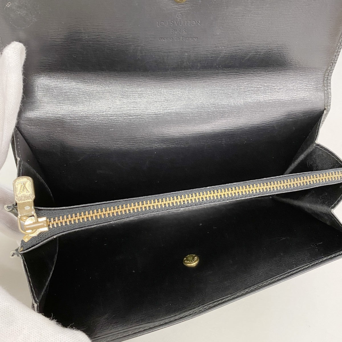 【6fb3202】ルイヴィトン 長財布 エピ ポシェットポルトモネクレディ M63572 ノワール【中古】レディース