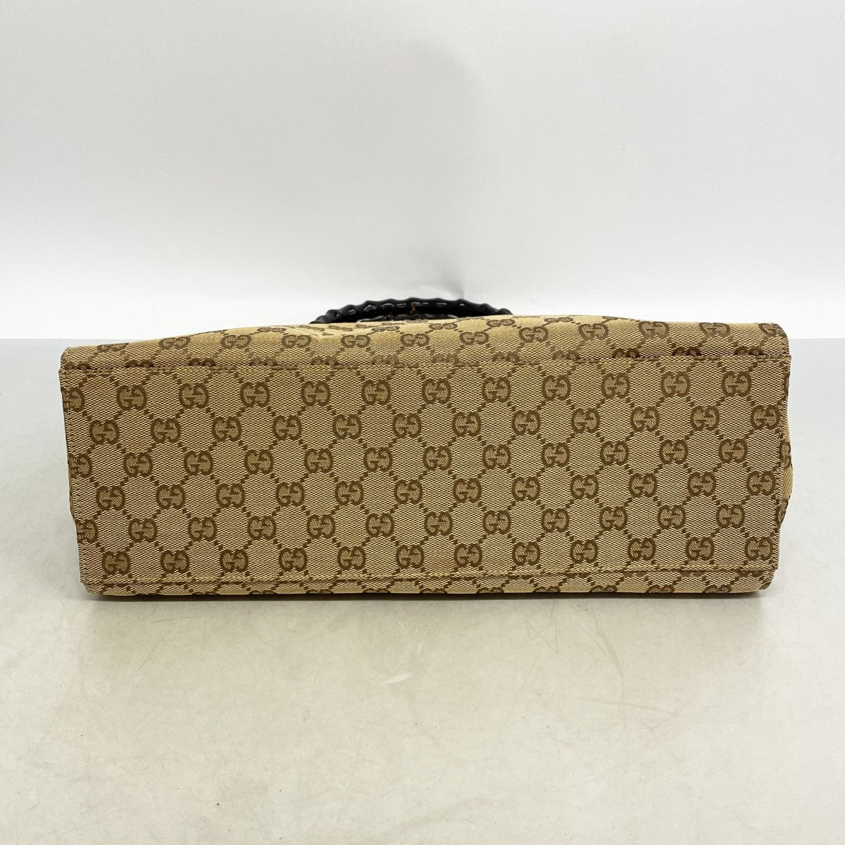 【6fb3208】グッチ トートバッグ GGキャンバス/バンブー 002 1010 キャンバス ベージュ ブラック シルバー金具【中古】レディース