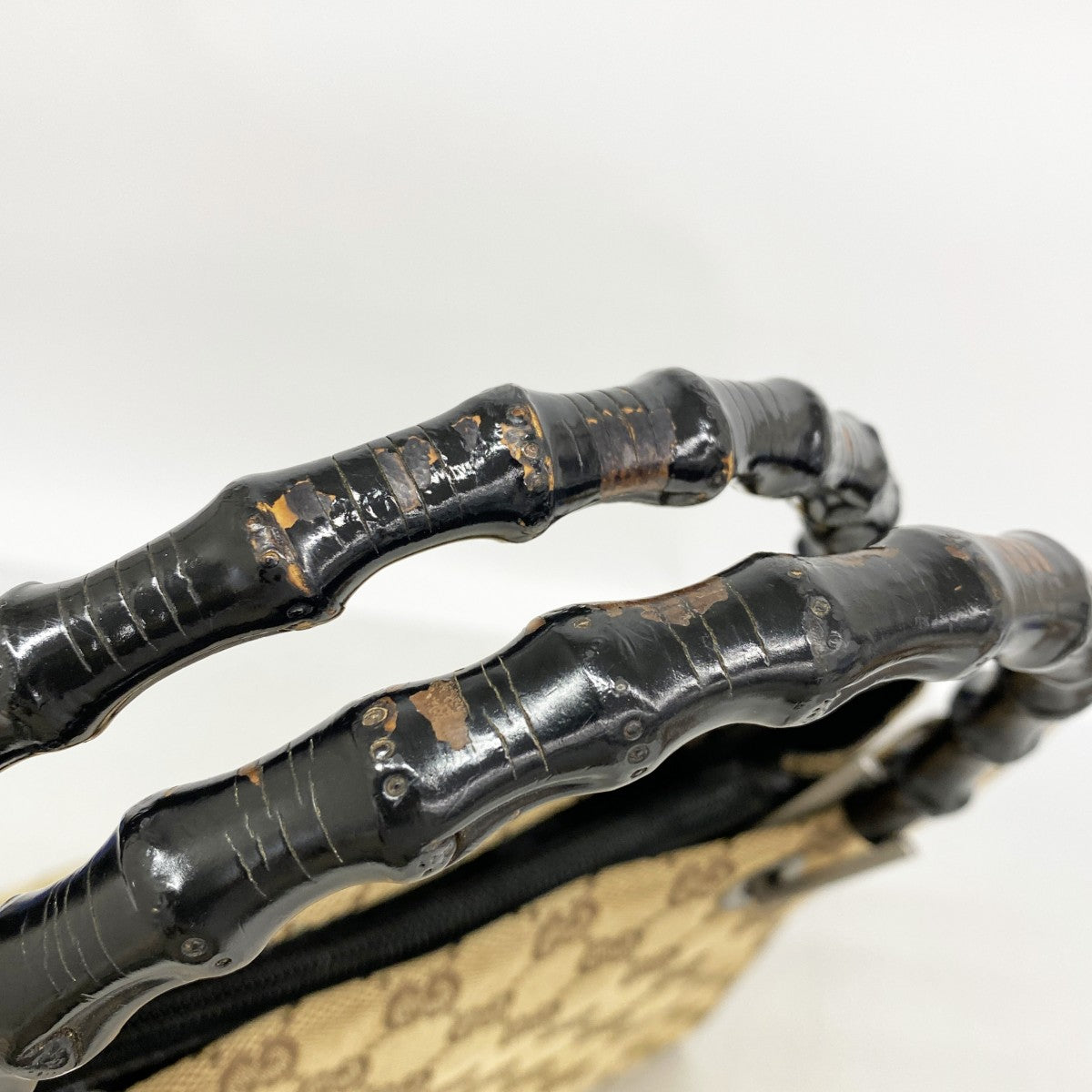 【6fb3208】グッチ トートバッグ GGキャンバス/バンブー 002 1010 キャンバス ベージュ ブラック シルバー金具【中古】レディース
