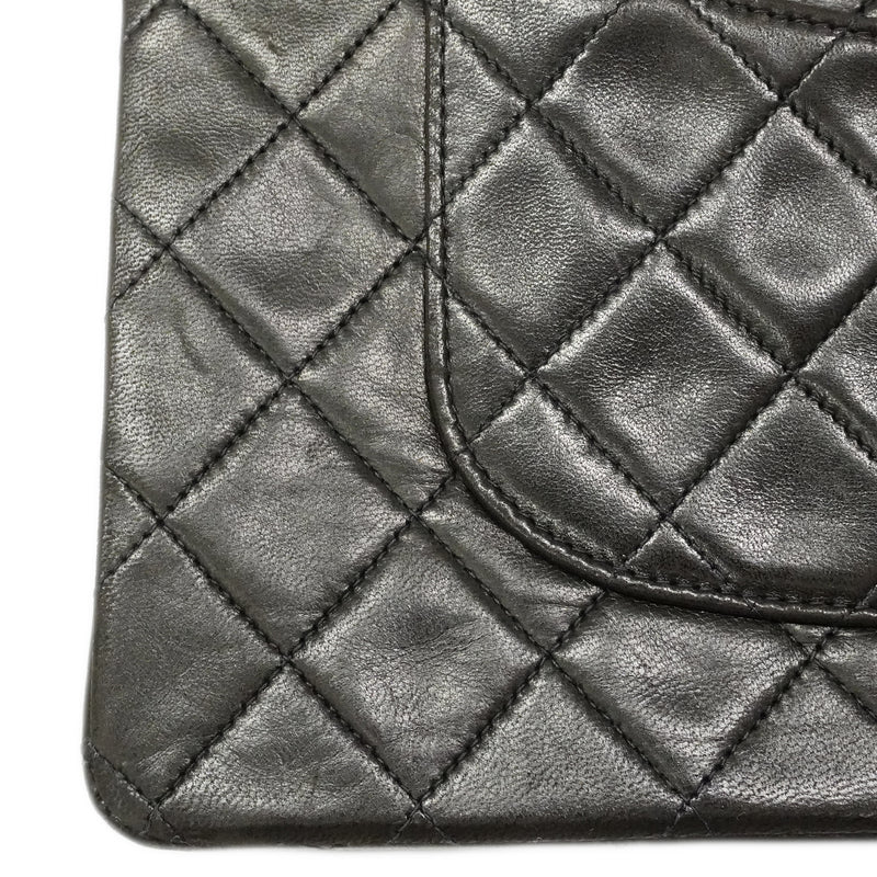 【6fb3210】シャネル ショルダーバッグ マトラッセ Wフラップ Wチェーン ラムスキン ブラック ゴールド金具【中古】レディース