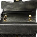 【6fb3210】シャネル ショルダーバッグ マトラッセ Wフラップ Wチェーン ラムスキン ブラック ゴールド金具【中古】レディース