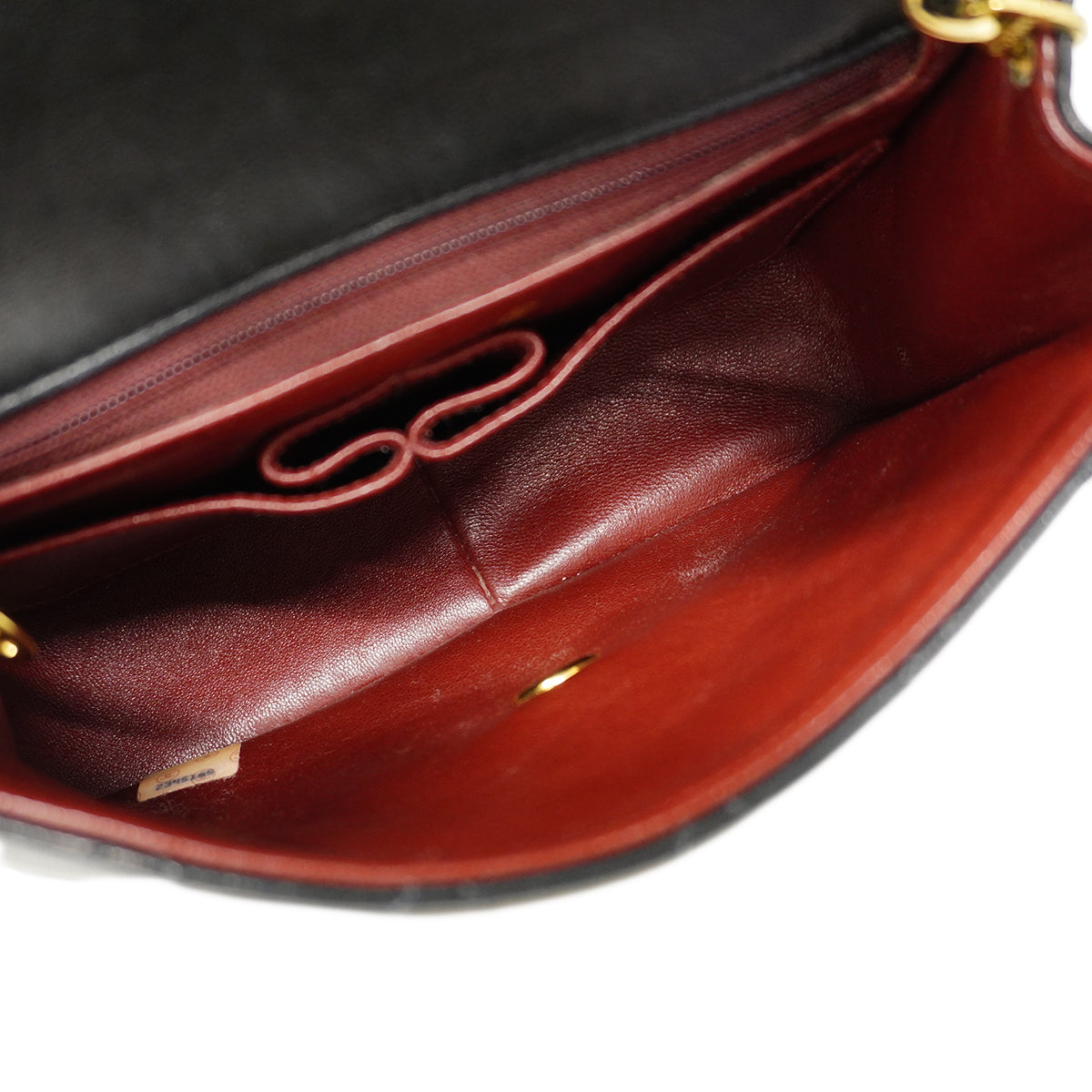 【6fb3212】シャネル ショルダーバッグ ミニマトラッセ チェーンショルダー ラムスキン ブラック ゴールド金具【中古】レディース