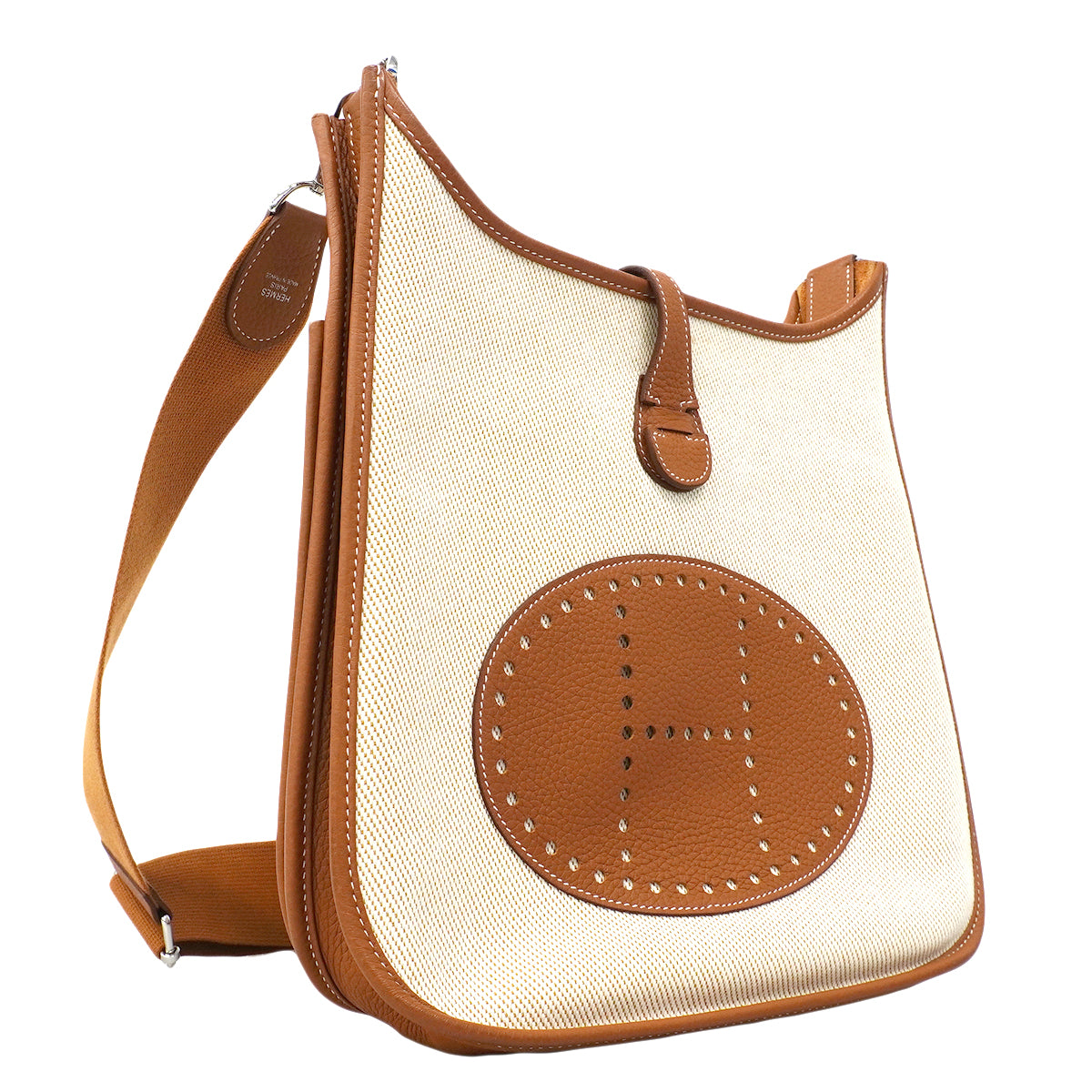 【6fb3222】エルメス ショルダーバッグ エヴリン3PM トワルアッシュ ゴールド シルバー金具 Z刻印【中古】レディース