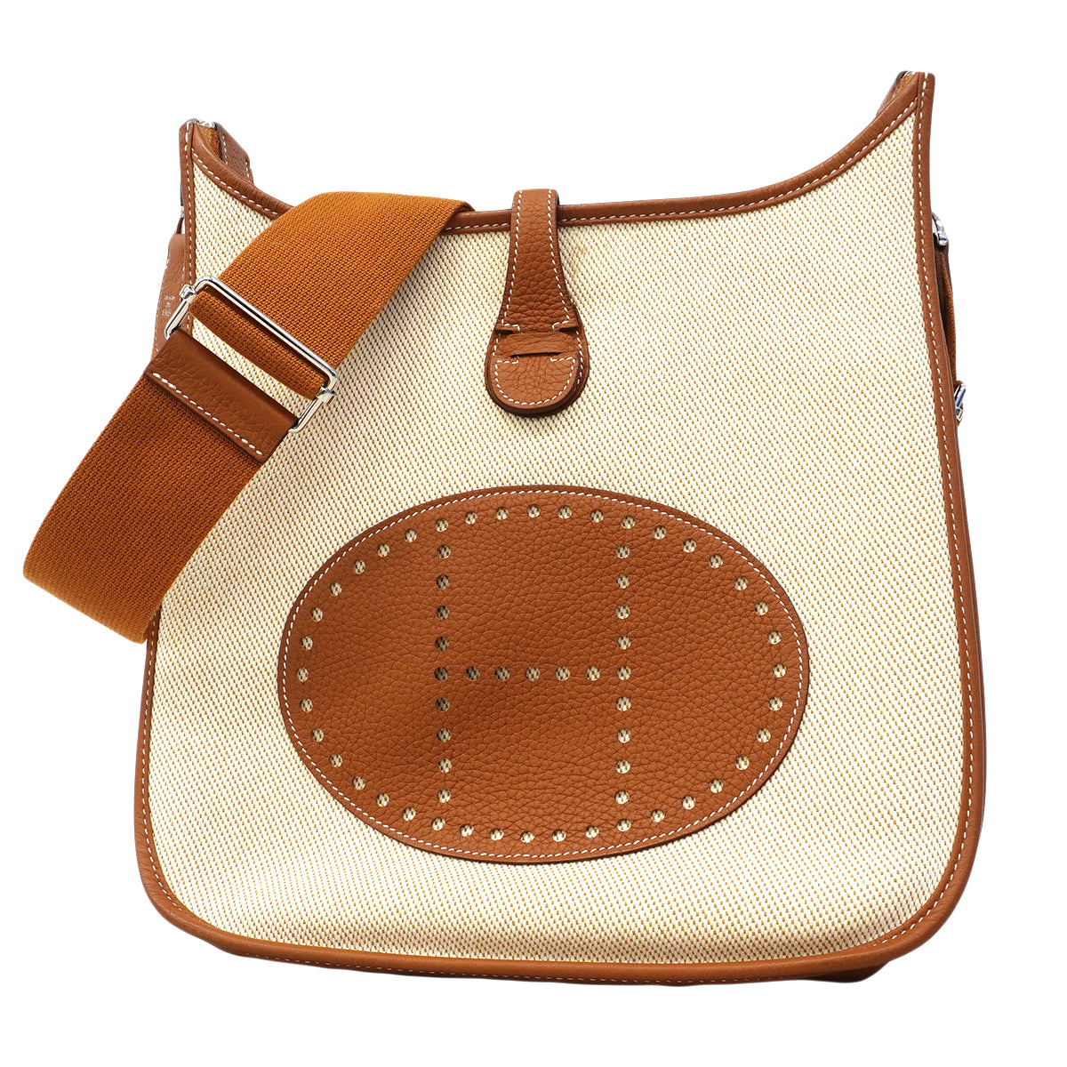 【6fb3222】エルメス ショルダーバッグ エヴリン3PM トワルアッシュ ゴールド シルバー金具 Z刻印【中古】レディース