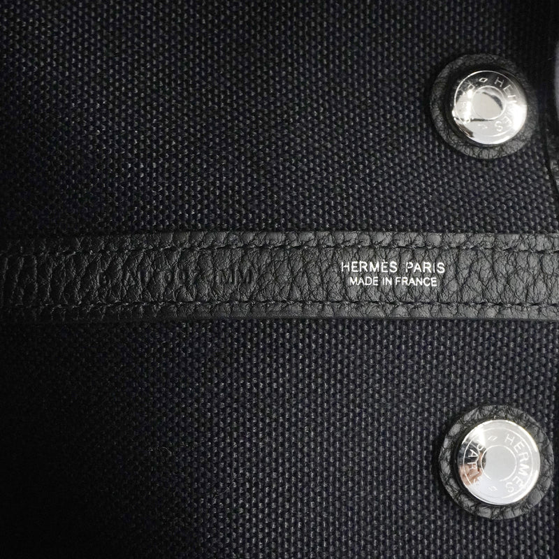 【6fb3223】エルメス トートバッグ ガーデンパーティTPM トワルミリタリー ブラック シルバー金具 B刻印【中古】レディース