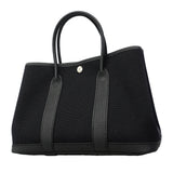 【6fb3223】エルメス トートバッグ ガーデンパーティTPM トワルミリタリー ブラック シルバー金具 B刻印【中古】レディース