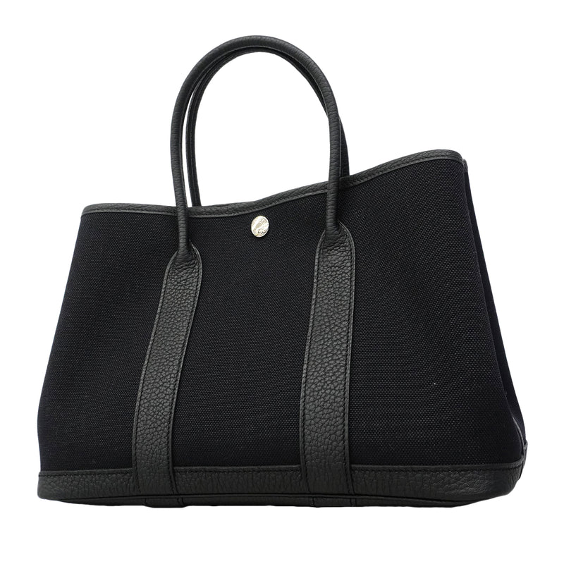 【6fb3223】エルメス トートバッグ ガーデンパーティTPM トワルミリタリー ブラック シルバー金具 B刻印【中古】レディース
