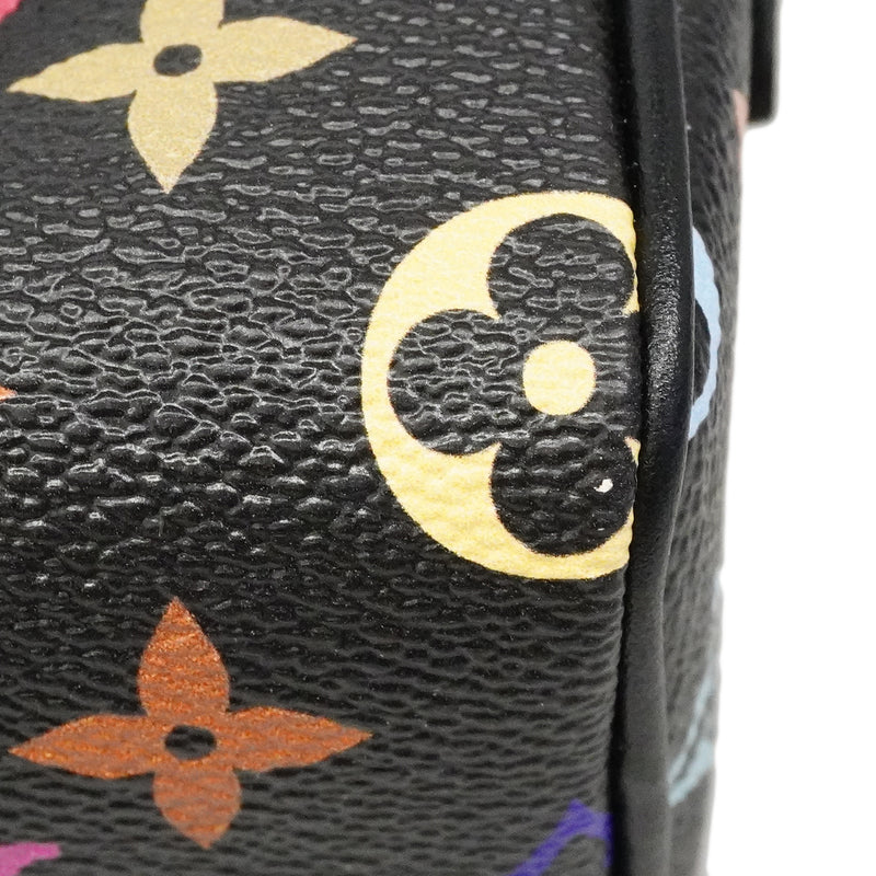 【6fb3224】ルイヴィトン ハンドバッグ モノグラム・マルチカラー LV×TM ナノスピーディ M13406 ブラック 2wayバッグ【中古】レディース