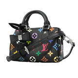 【6fb3224】ルイヴィトン ハンドバッグ モノグラム・マルチカラー LV×TM ナノスピーディ M13406 ブラック 2wayバッグ【中古】レディース