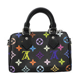 【6fb3224】ルイヴィトン ハンドバッグ モノグラム・マルチカラー LV×TM ナノスピーディ M13406 ブラック 2wayバッグ【中古】レディース