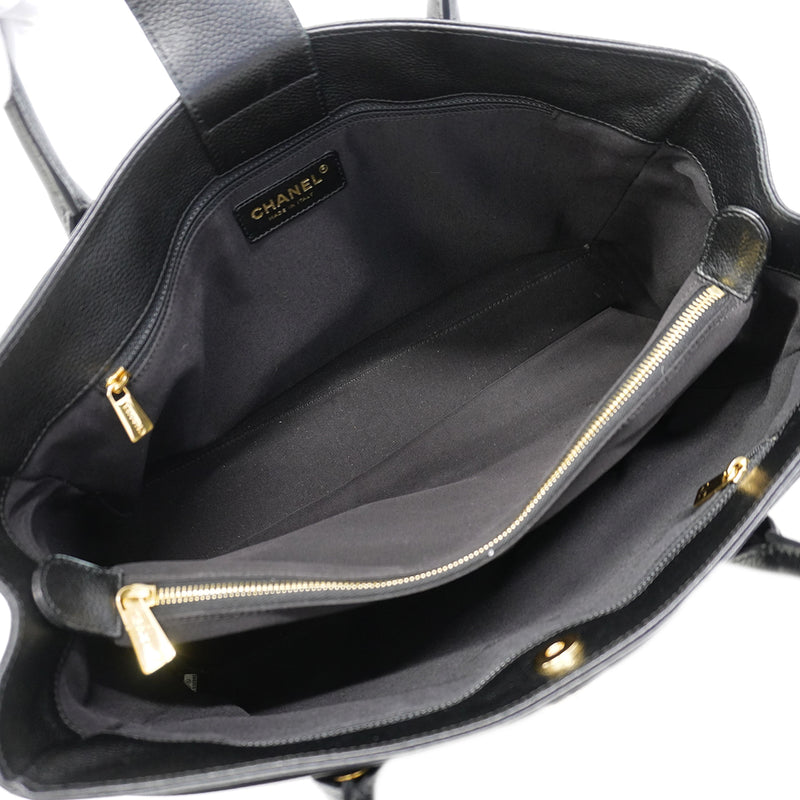 【6fc3226】シャネル トートバッグ エグゼクティブ キャビアスキン ブラック ゴールド金具【中古】レディース