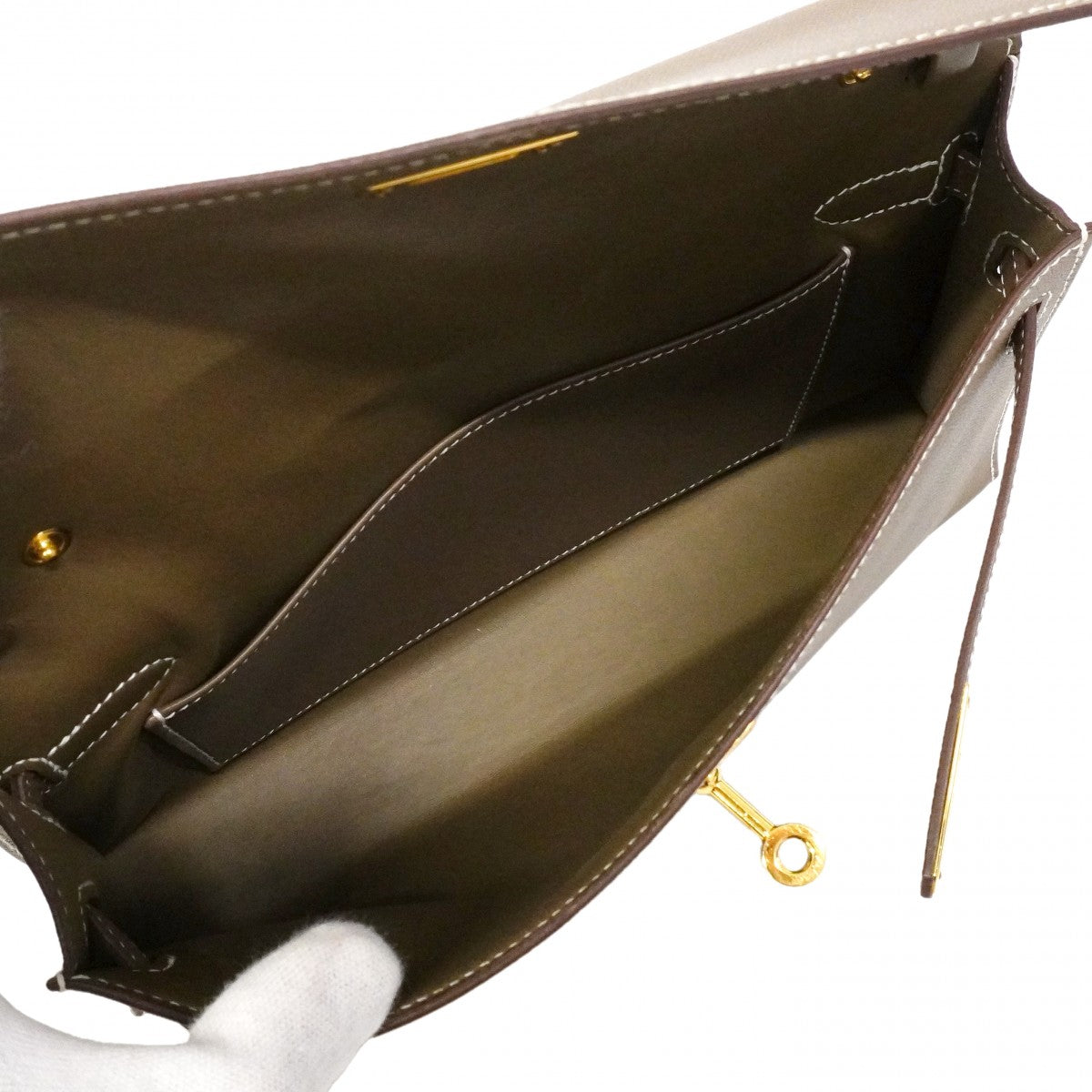 【6fc3241】エルメス ショルダーバッグ ケリーエラン マダム エトゥープ ゴールド金具 B刻印【中古】レディース