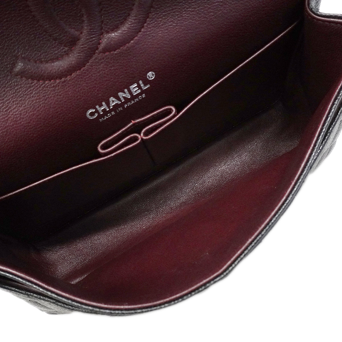 【6fc3245】シャネル ショルダーバッグ マトラッセ Wフラップ Wチェーン キャビアスキン ブラック シルバー金具【中古】レディース