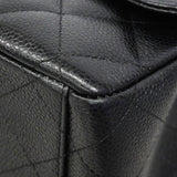 【6fc3246】シャネル ショルダーバッグ デカマトラッセ Wフラップ Wチェーン キャビアスキン ブラック シルバー金具【中古】レディース